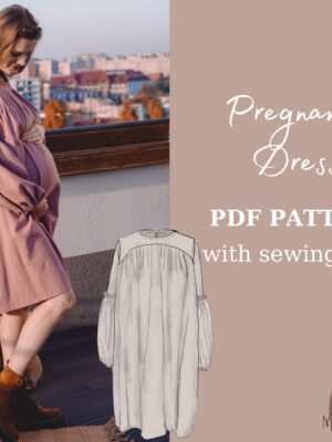 Pregnancy Midi Dress Sewing Pattern: Balloon Sleeve (A4 PDF Download)