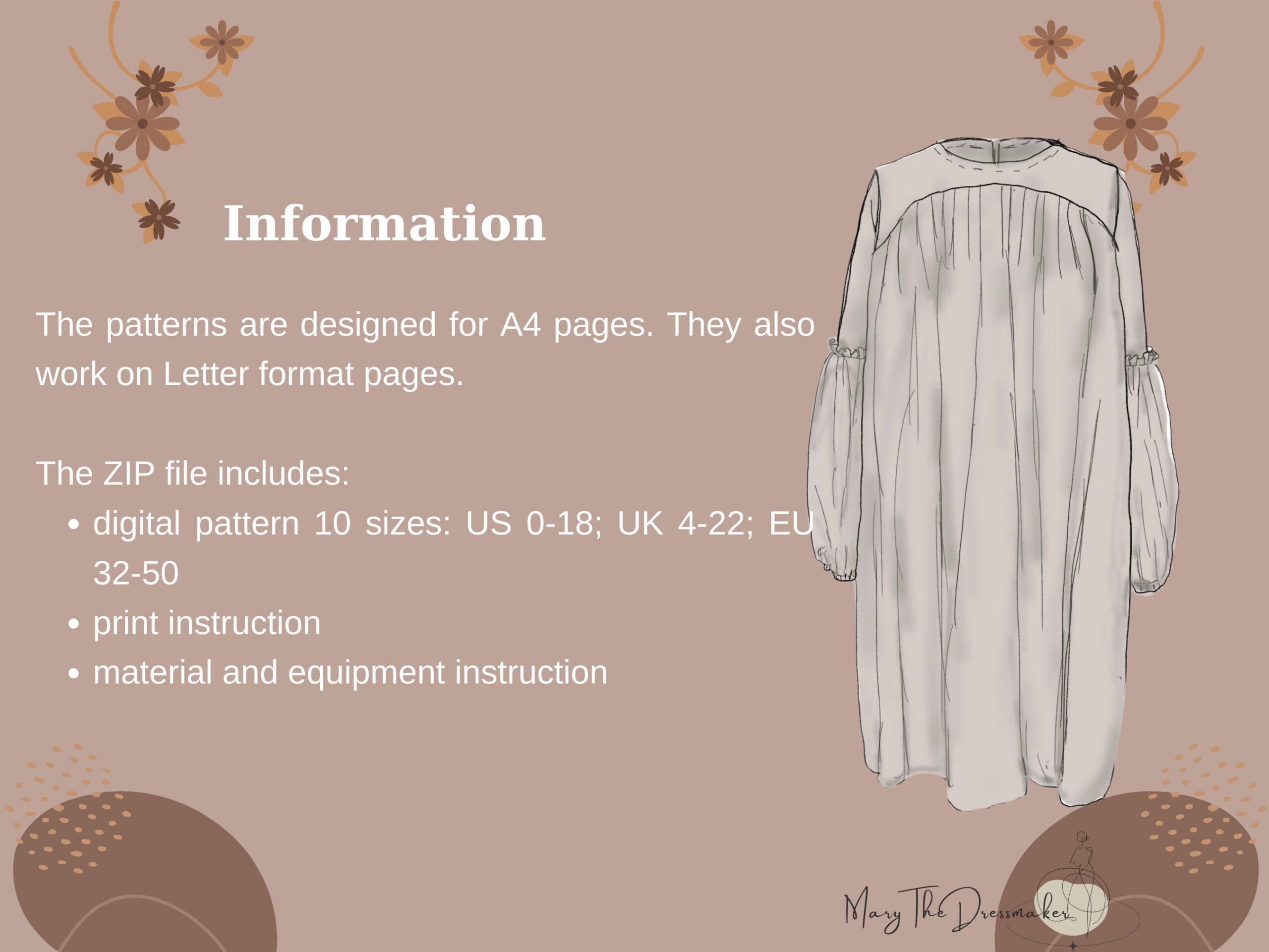 Pregnancy Midi Dress Sewing Pattern: Balloon Sleeve (A4 PDF Download) - Image 3