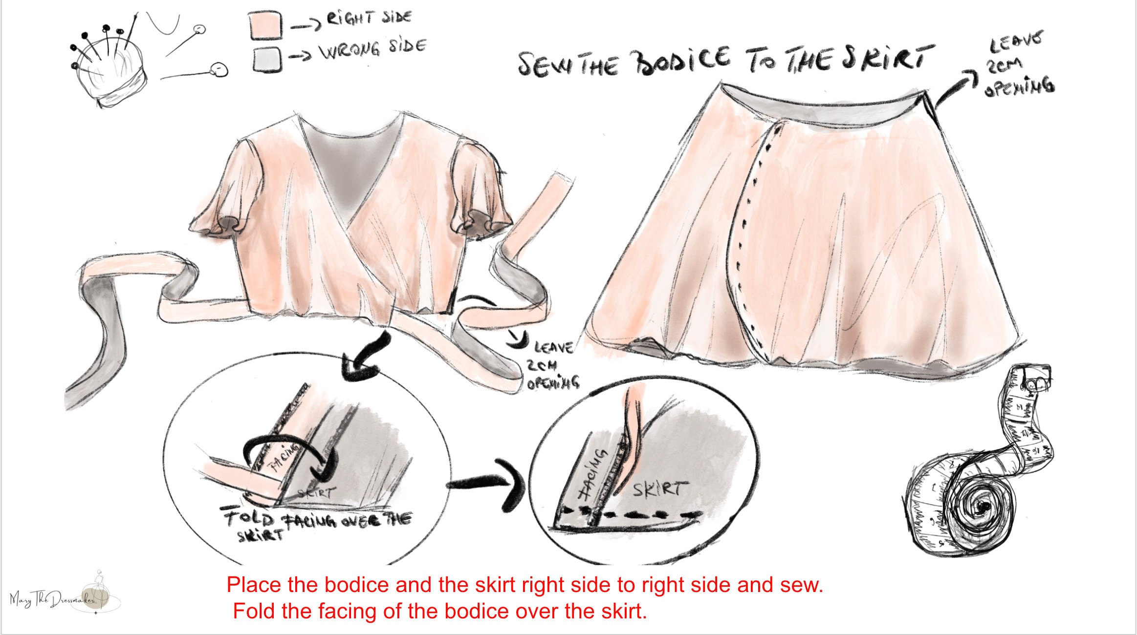 Wrap Dress Sewing Pattern: Butterfly Sleeve Summer Dress (A4 PDF) - Image 3