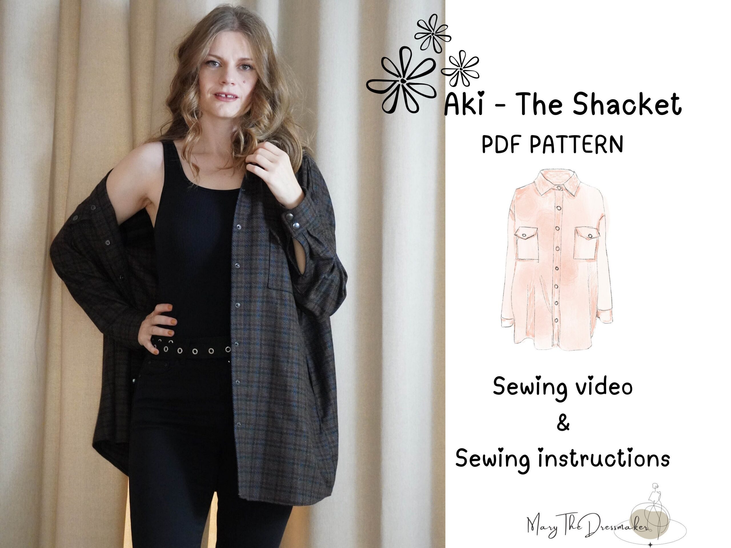 Aki Shacket Sewing Pattern: Oversized Shirt Jacket (A4 PDF Download)