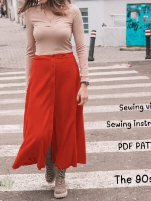 90s A-Line Skirt Sewing Pattern: Women's Sizes US 0-18 (A4 PDF)