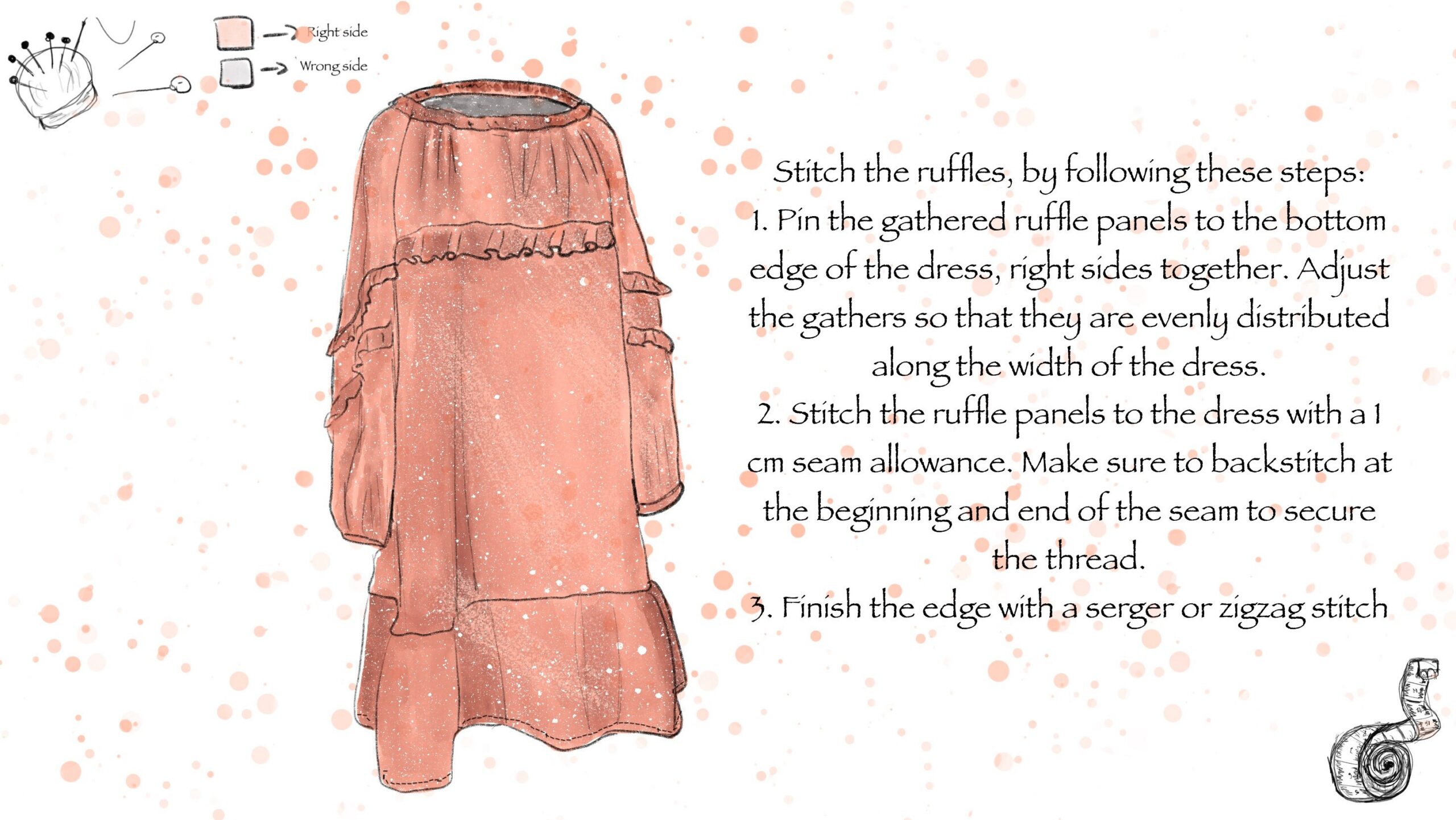 Raglan Sleeve Midi Dress Sewing Pattern: Ruffle & Lace (A4 PDF) - Image 8