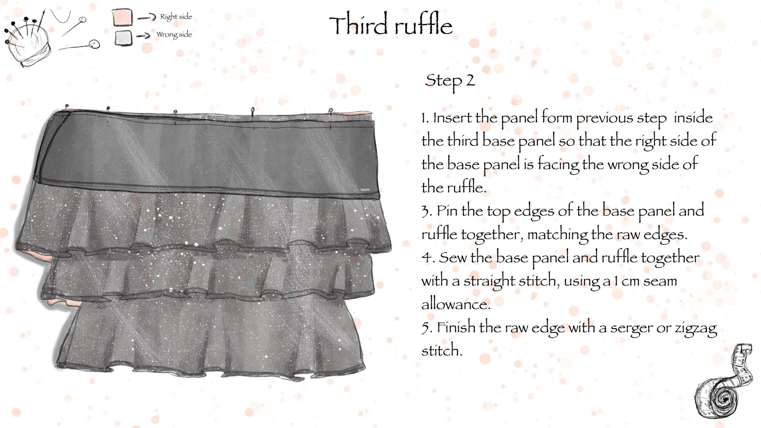 Ruffle Frills Dress Sewing Pattern: Balloon Sleeves, Elastic Waist (A4 PDF) - Image 8