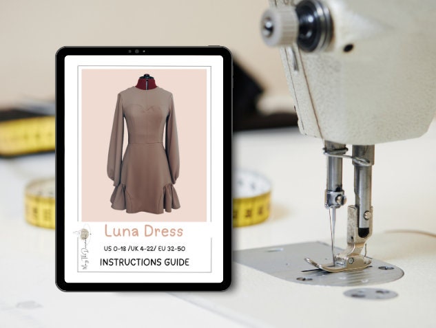 Luna Dress Sewing Pattern: Balloon Sleeves, Ruffle Details (PDF Pattern) - Image 4