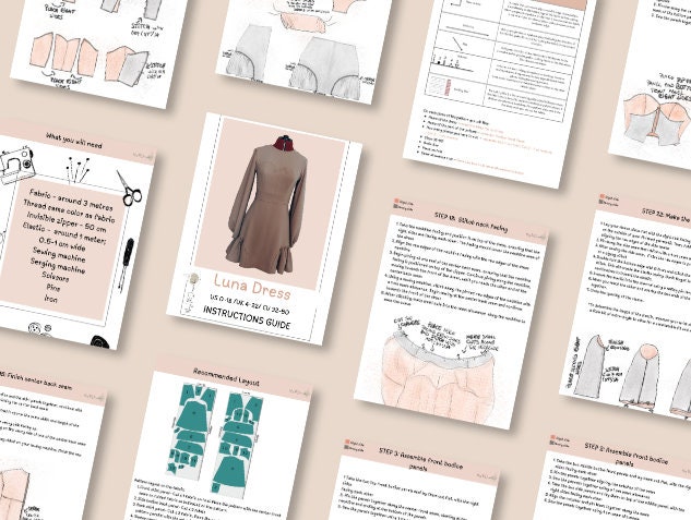 Luna Dress Sewing Pattern: Balloon Sleeves, Ruffle Details (PDF Pattern) - Image 5