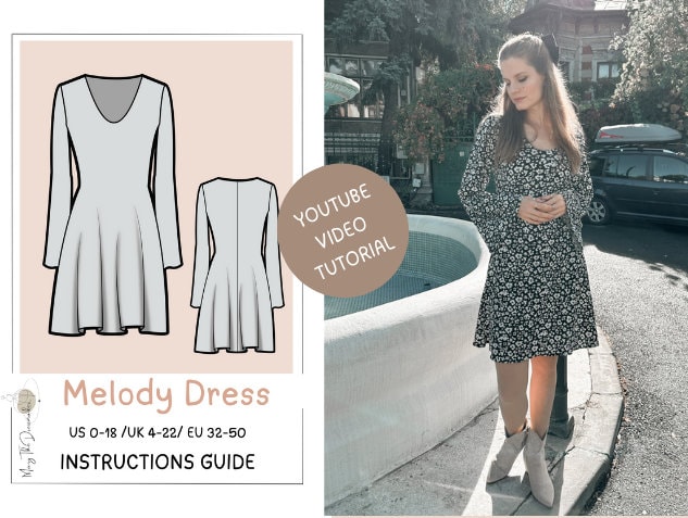 Slip Dress Sewing Pattern, dress patterns for women, pdf sewing pattern, ladies dress patterns, knit dress pattern