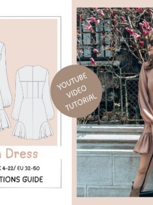 Luna Dress Sewing Pattern: Balloon Sleeves, Ruffle Details (PDF Pattern)