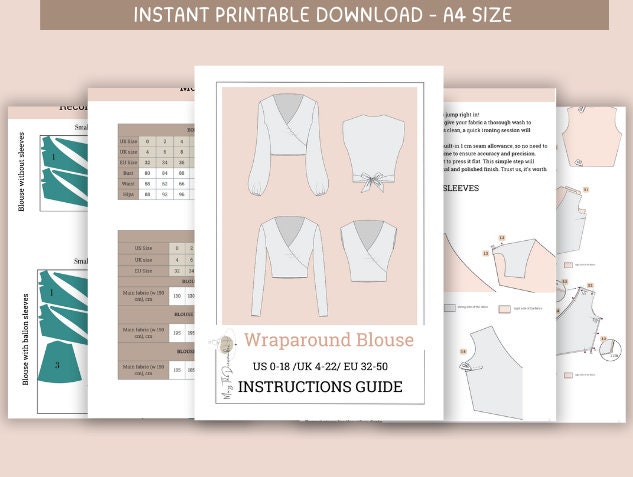 Wrap Blouse Sewing Pattern: Women's DIY Wraparound Top (A4 PDF) - Image 3