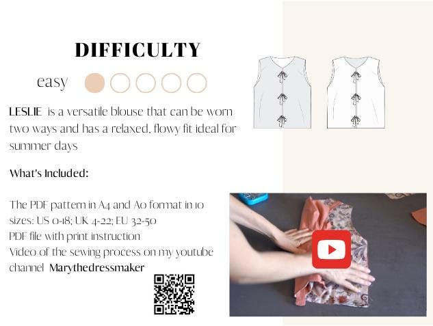 Leslie Reversible Tie-Front Blouse Sewing Pattern (PDF) - Image 2