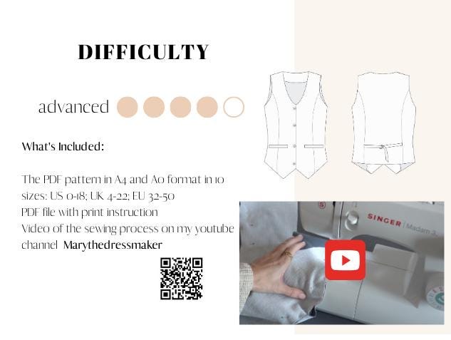 Tailored Waistcoat Sewing Pattern: Fitted Women's Vest (PDF Pattern) - Image 2