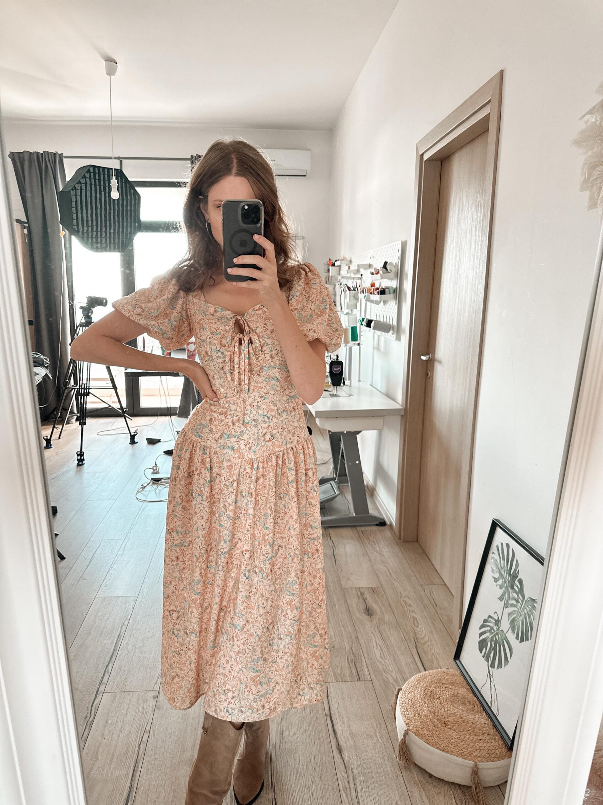 Daisy Drop Waist Dress PDF Sewing Pattern: Puffy Sleeves, Heart Neckline (US 0-18) - Image 8