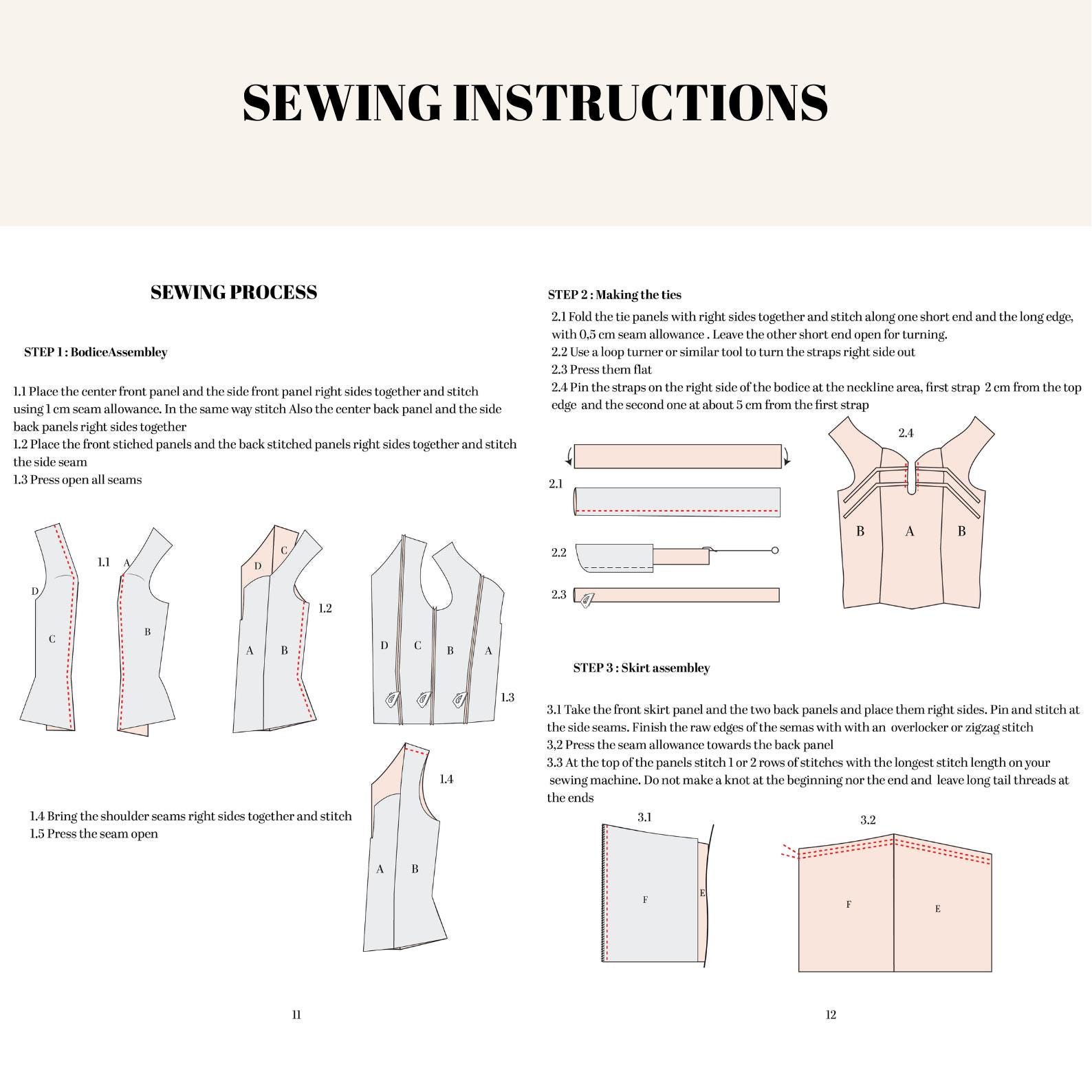 Daisy Drop Waist Dress PDF Sewing Pattern: Puffy Sleeves, Heart Neckline (US 0-18) - Image 5