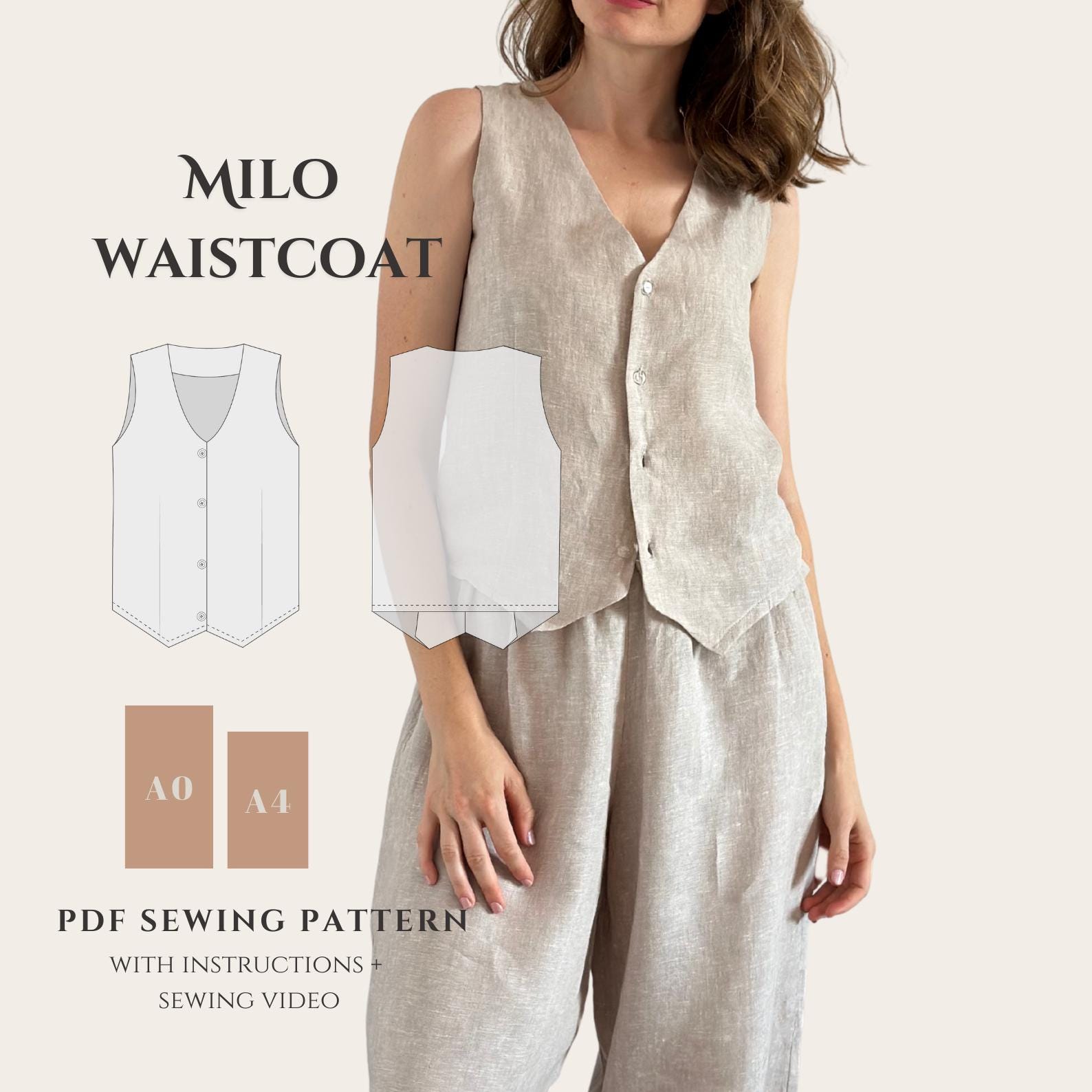Milo Waistcoat Sewing Pattern: Easy Women's Vest (PDF Pattern)