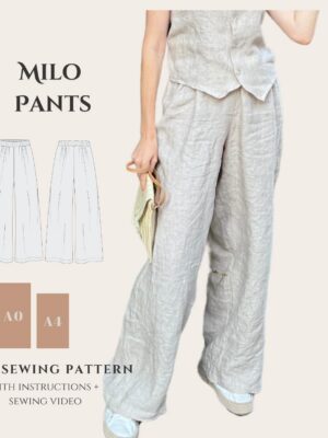 Wide-Leg Elastic Waist Pants Sewing Pattern (PDF)