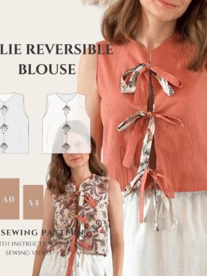 Leslie Reversible Tie-Front Blouse Sewing Pattern (PDF)