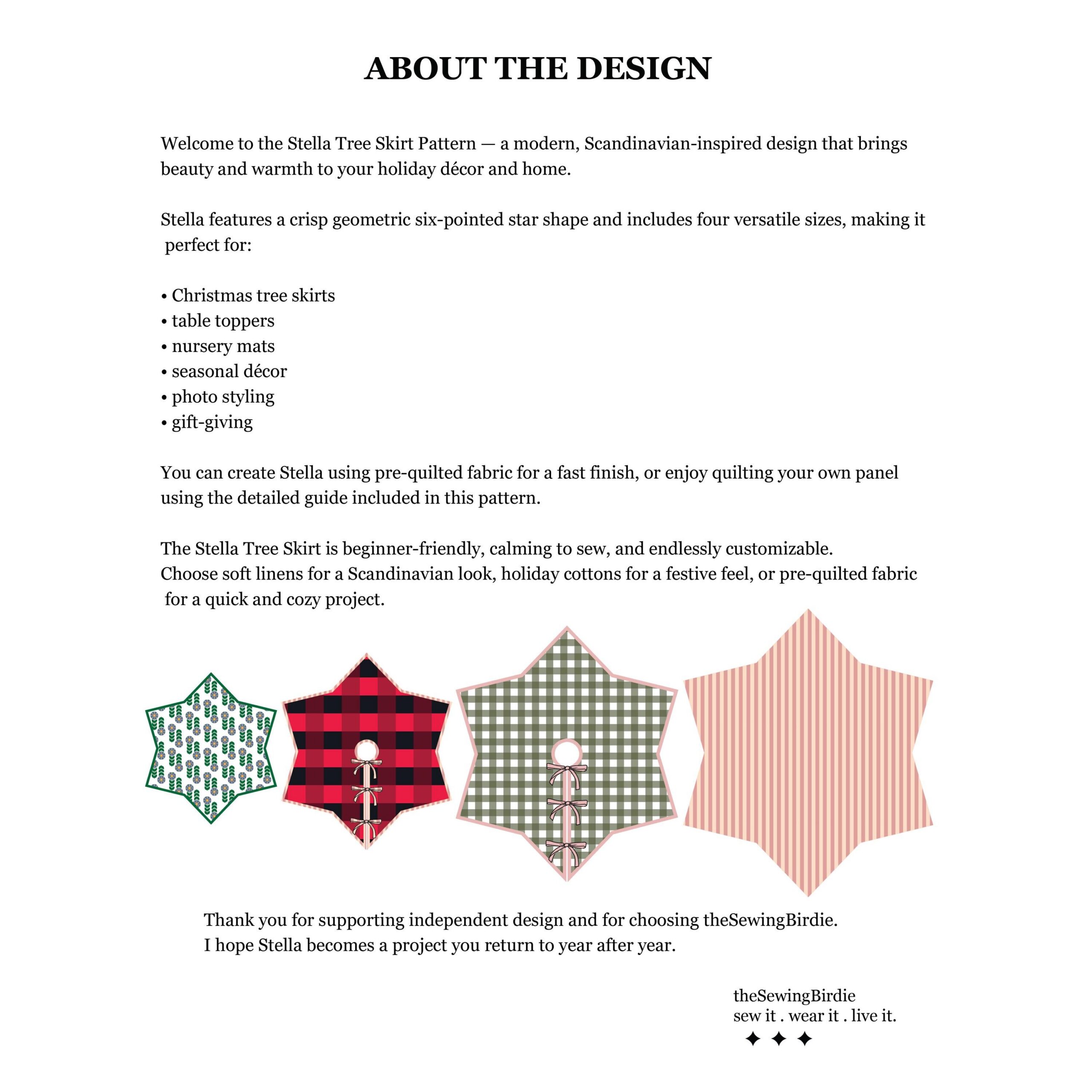 Stella Quilted Tree Skirt PDF Pattern | Christmas Tree Skirt, Tabletop Decor, Playmat | 4 Sizes | Beginner Friendly Instant Download - Image 2
