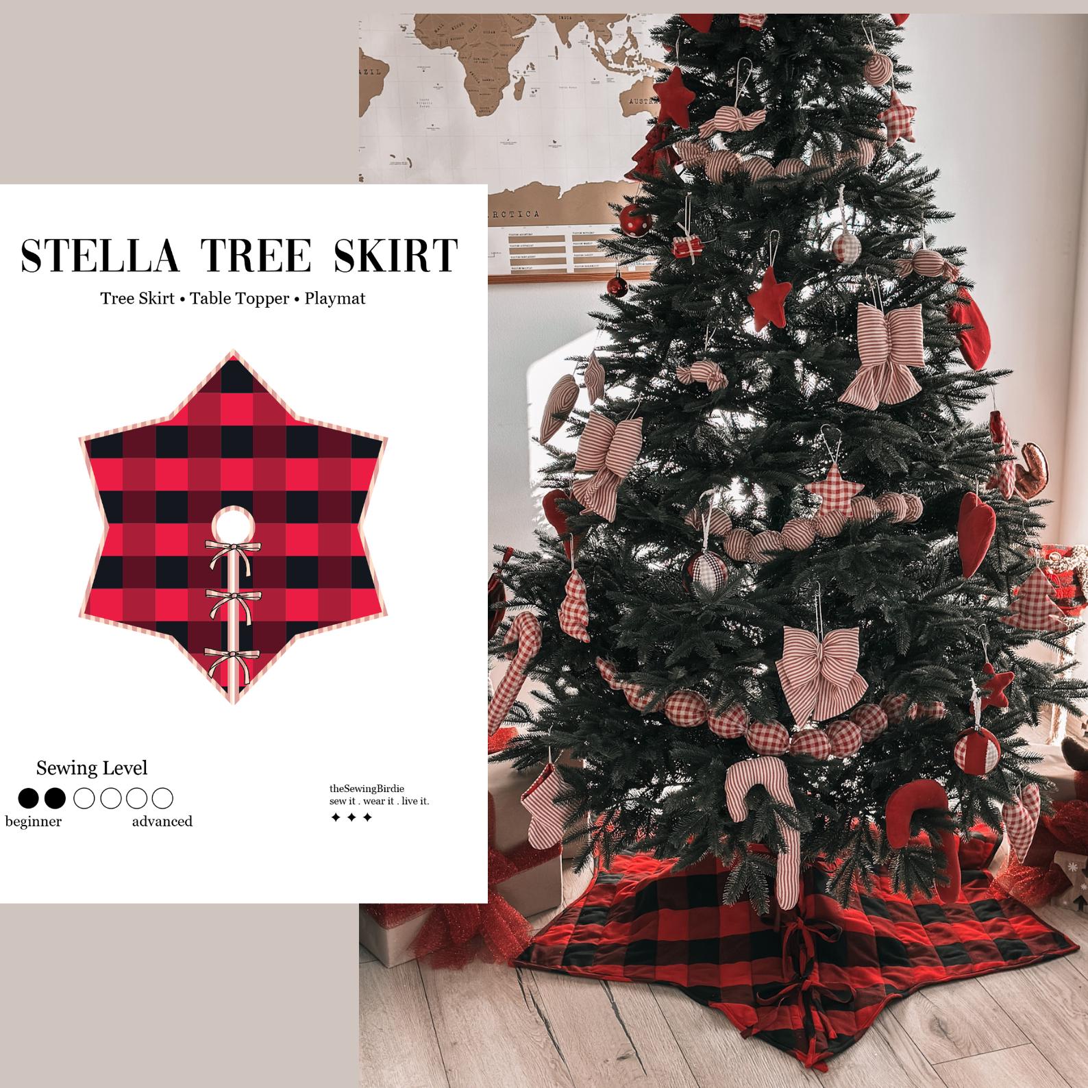 Stella Quilted Tree Skirt PDF Pattern | Christmas Tree Skirt, Tabletop Decor, Playmat | 4 Sizes | Beginner Friendly Instant Download