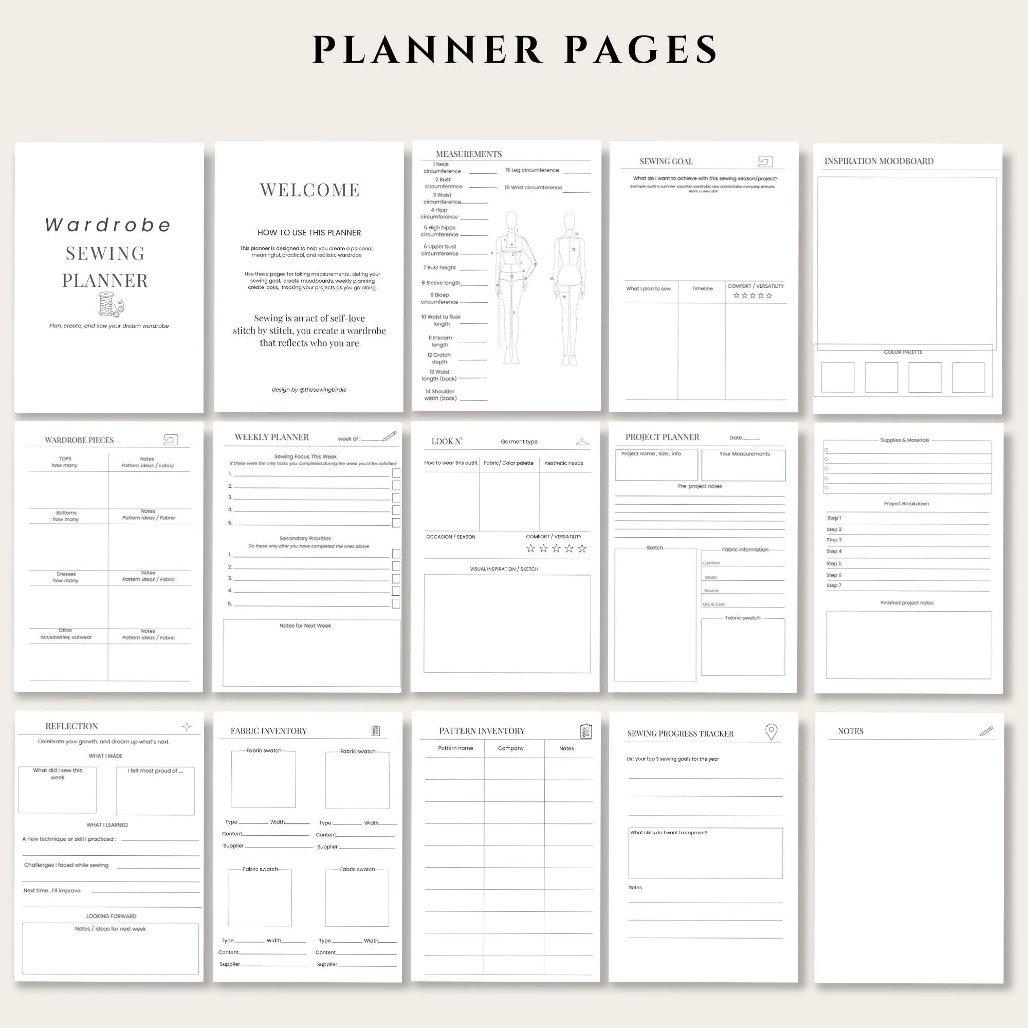 Wardrobe Sewing Planner Printable, Digital PDF Sewing Organizer for Hobby Sewists, A4, Letter, A5 Format, 116 Pages, Slow Fashion - Image 5