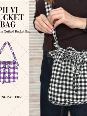 Quilted Bucket Bag Sewing Pattern PDF | Drawstring Bag Pattern | Ruffle Purse | Crossbody Handbag | Beginner Friendly | 2 Sizes